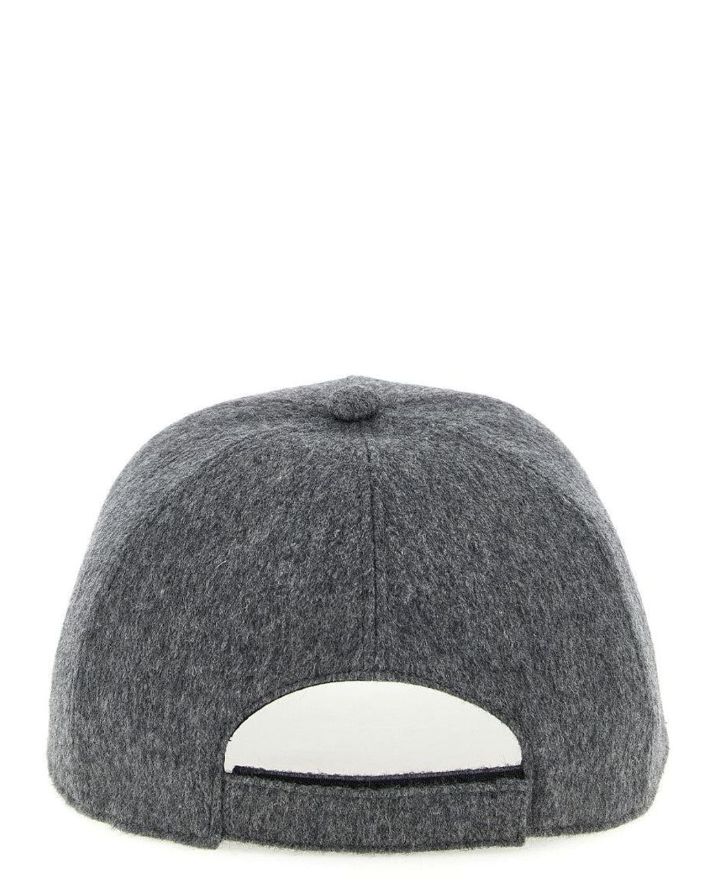 Fendi Gray Embroidered Logo Baseball Hat for men