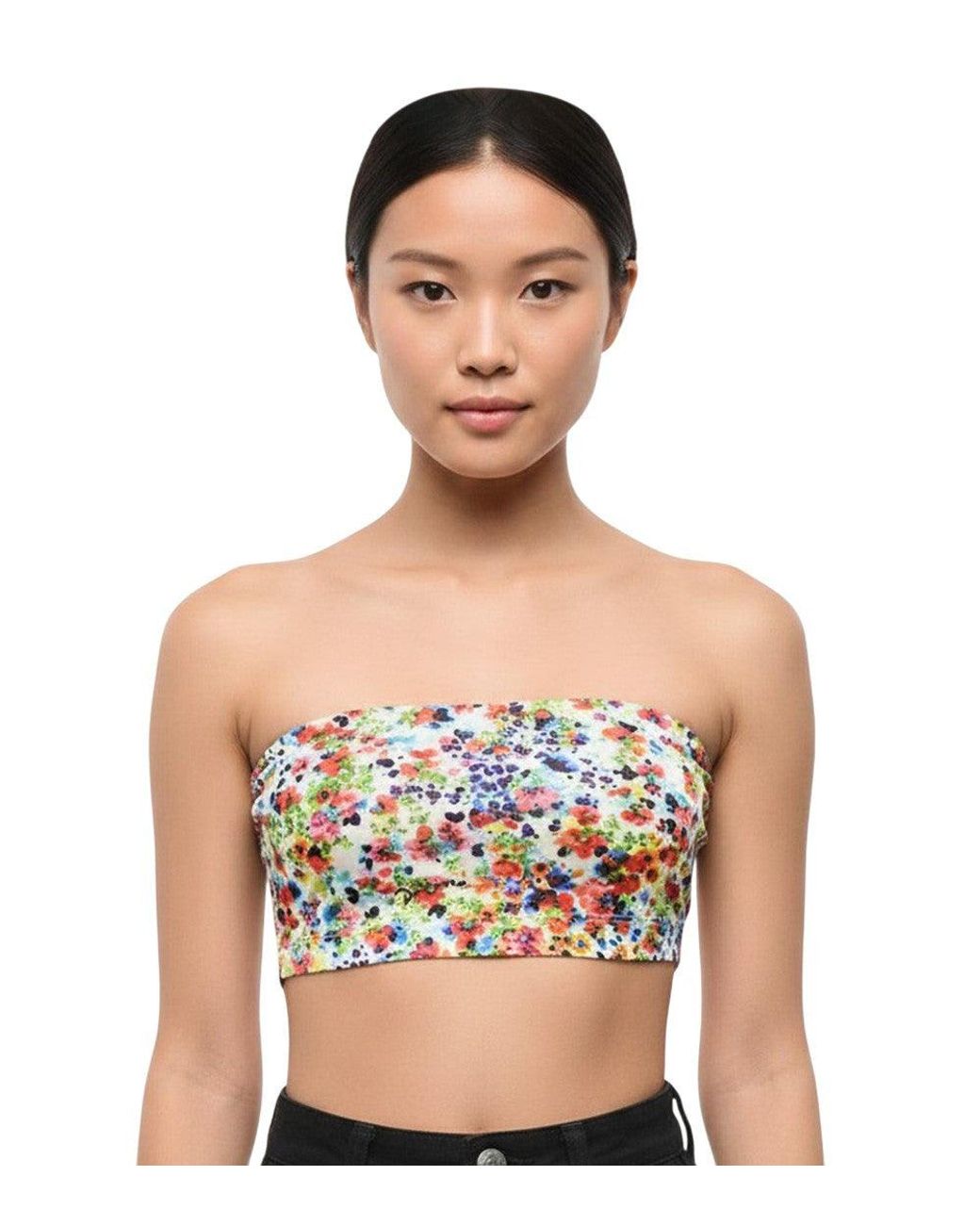 DSquared² Multicolor Floral Strapless Top