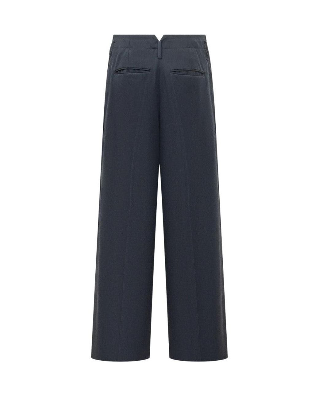 KENZO Blue Wide Leg Trousers With Front Pleat