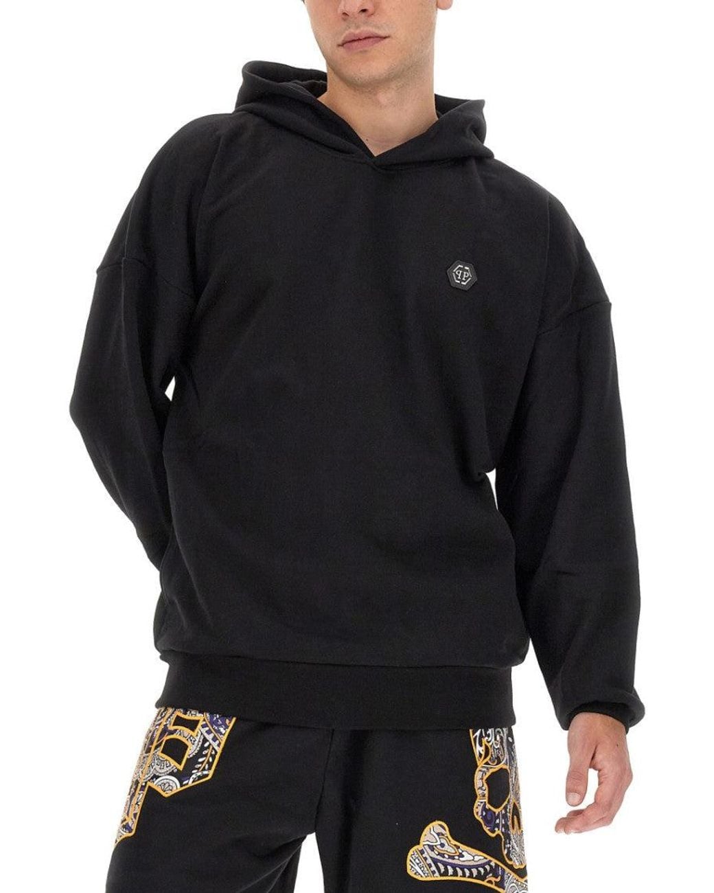 Philipp Plein Black Logo Hood Sweatshirt for men