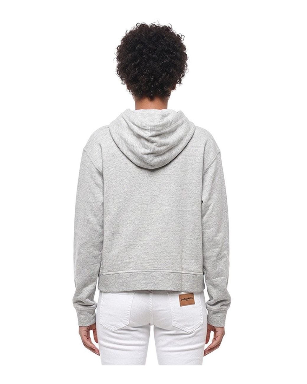 DSquared² Gray Graphic Hood Sweatshirt