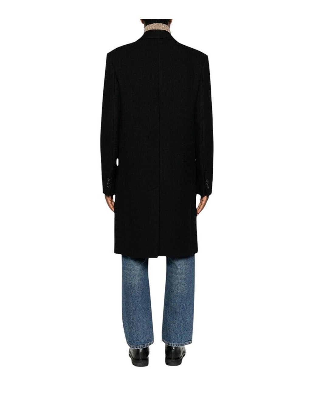 AMI Black Double Breasted Coat for men