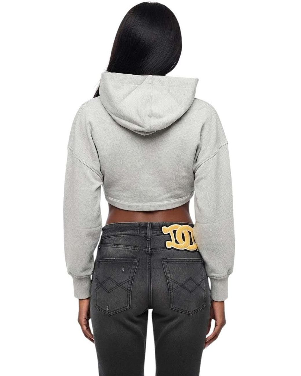 Palm Angels Gray Solid Hood Sweatshirt