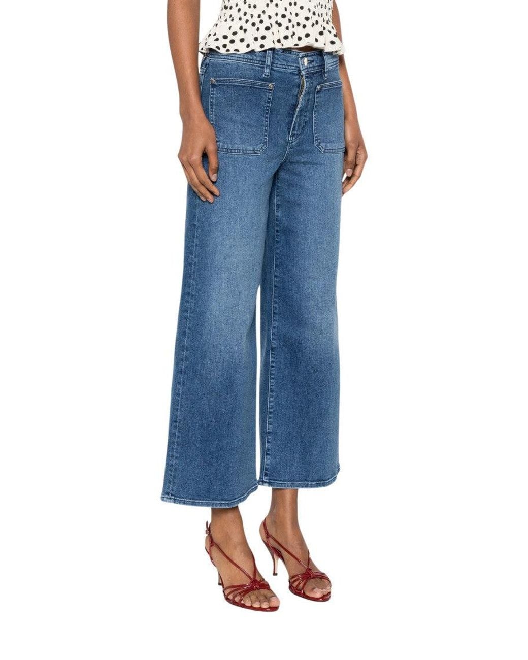 FRAME Blue Flared High Rise Jeans