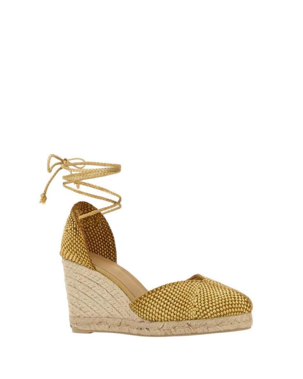 Castaner Metallic Woven Espadrille Wedges