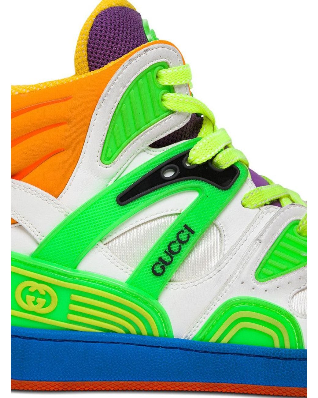 Gucci Multicolor Basket Faux-leather And Mesh High-top Trainers