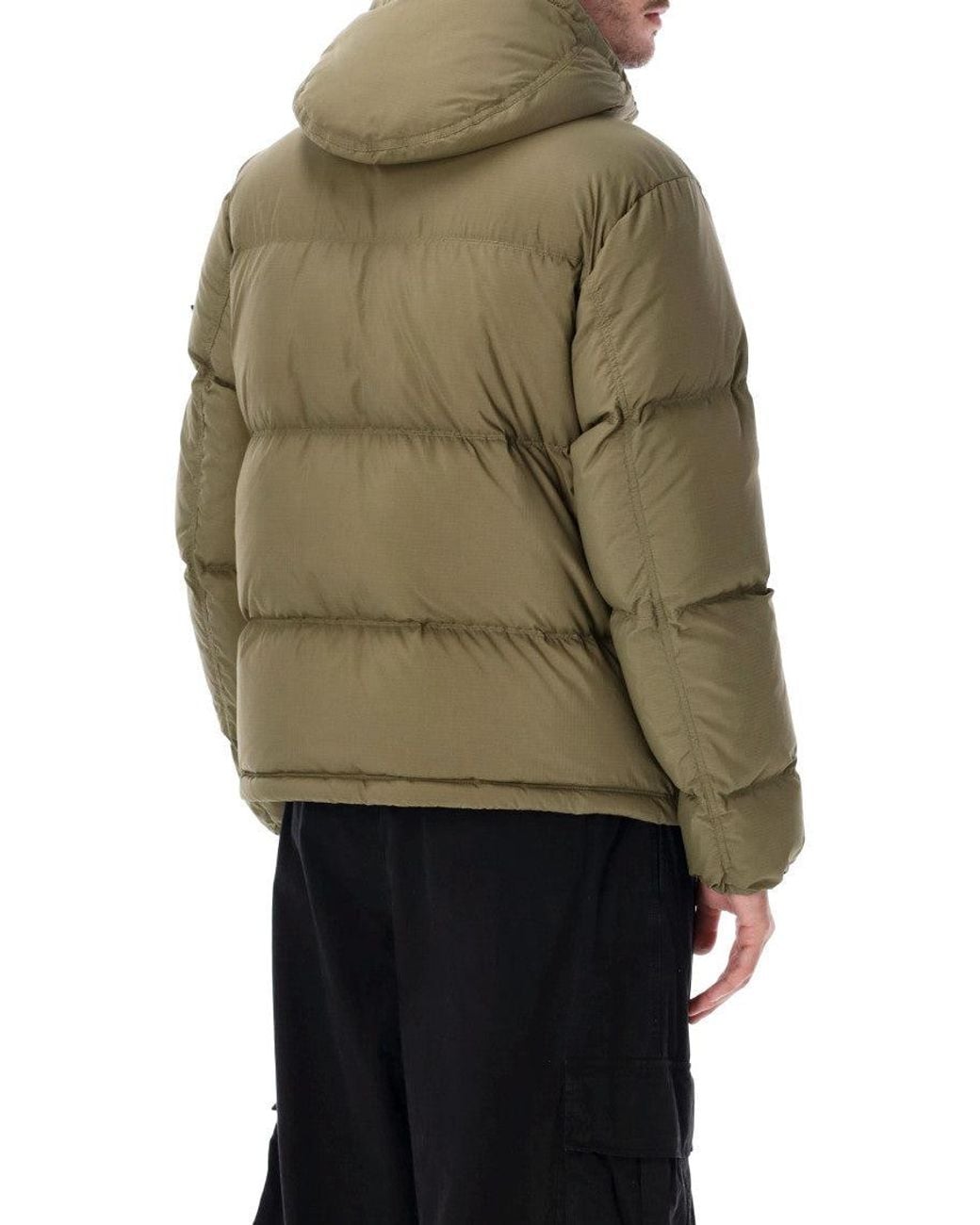 Stone Island Green Fw26 Military-Inspired Quilted Puffer Coat For for men