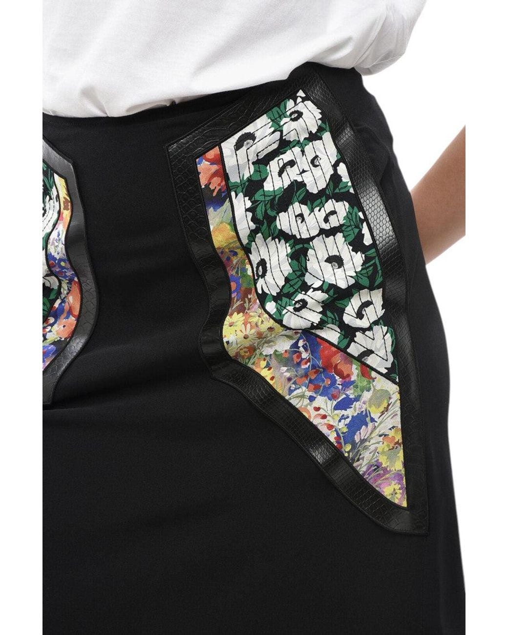 Stella McCartney Black Floral Midi Skirt