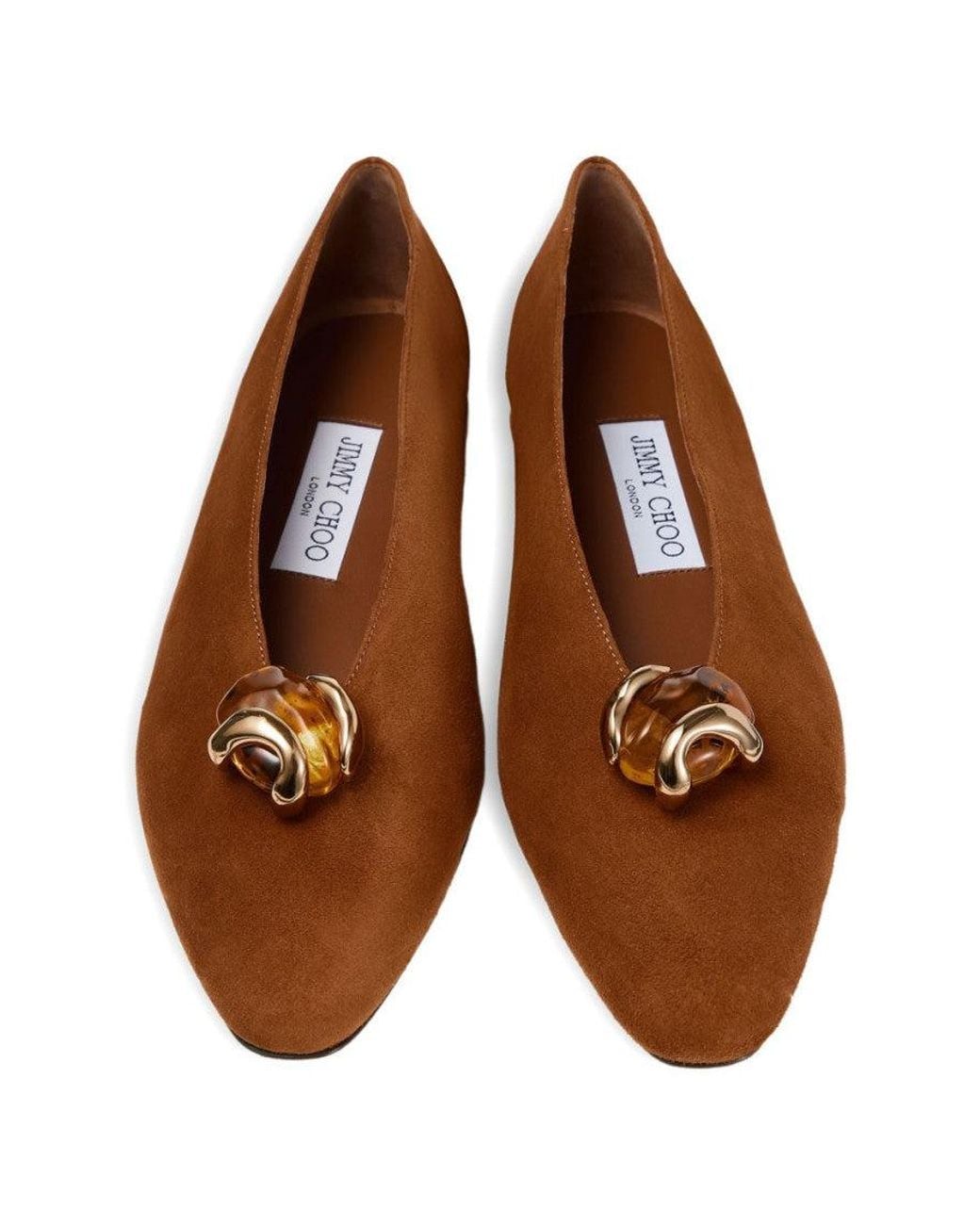 Jimmy Choo Brown Margot Leather Ballet Flats