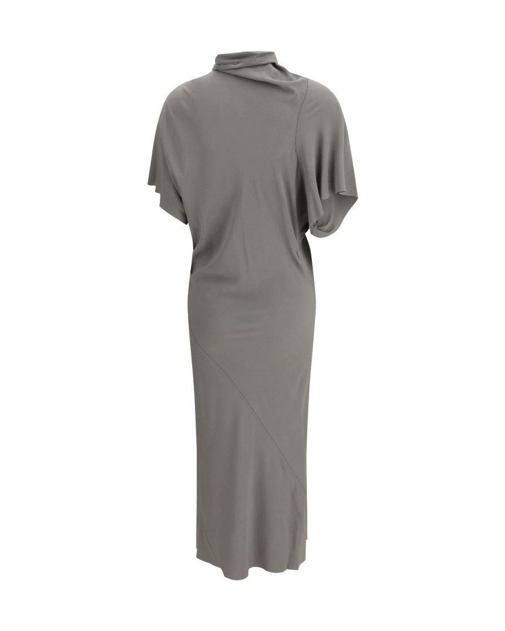 Rick Owens Gray Turtle Neck Midi Dress