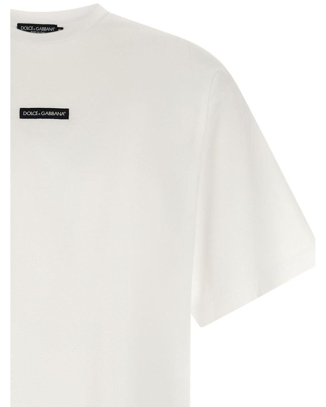 Dolce & Gabbana White Dolce & Gabbana Logo Patch T-Shirt for men