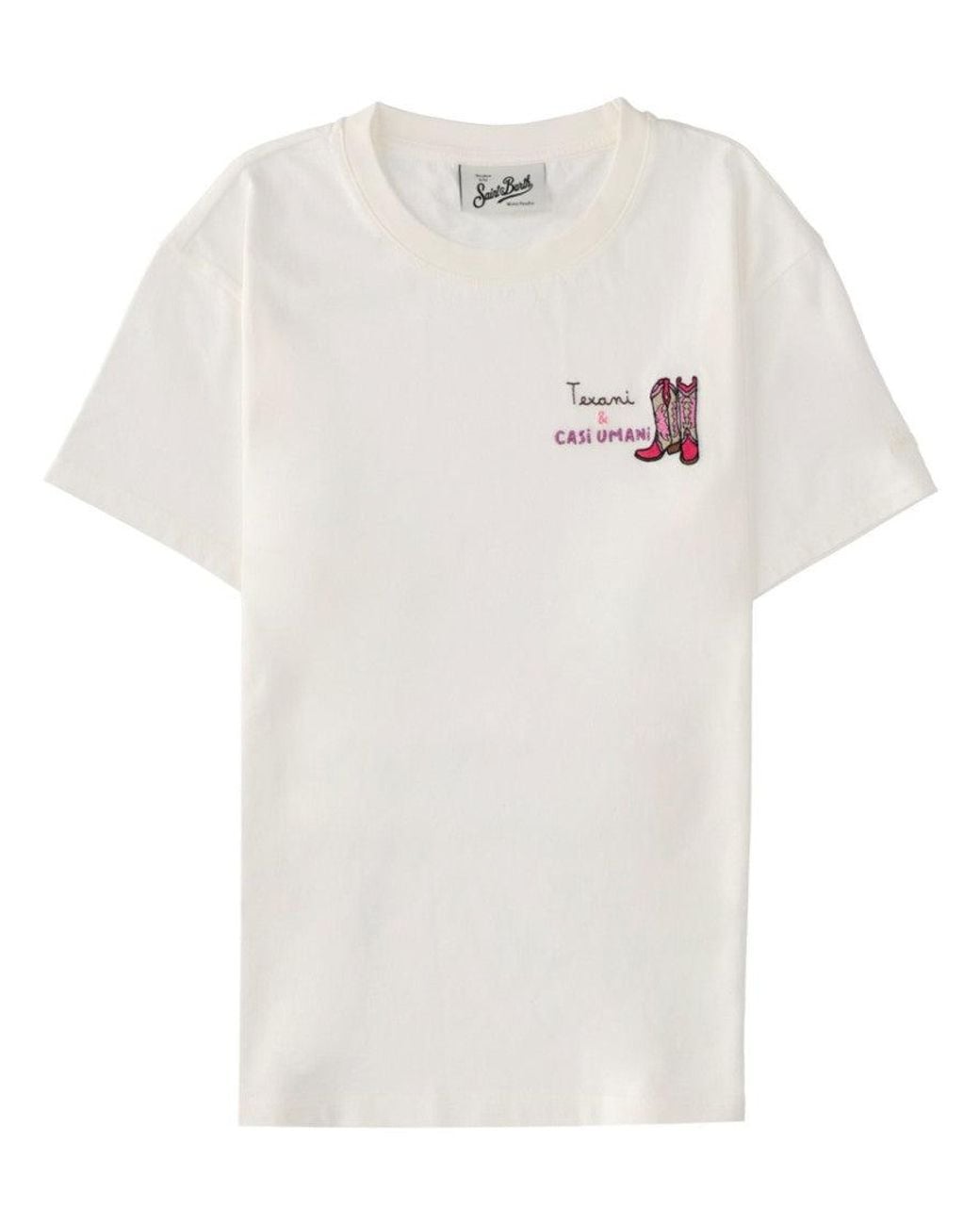 Mc2 Saint Barth White Graphic Crew Neck T-Shirt