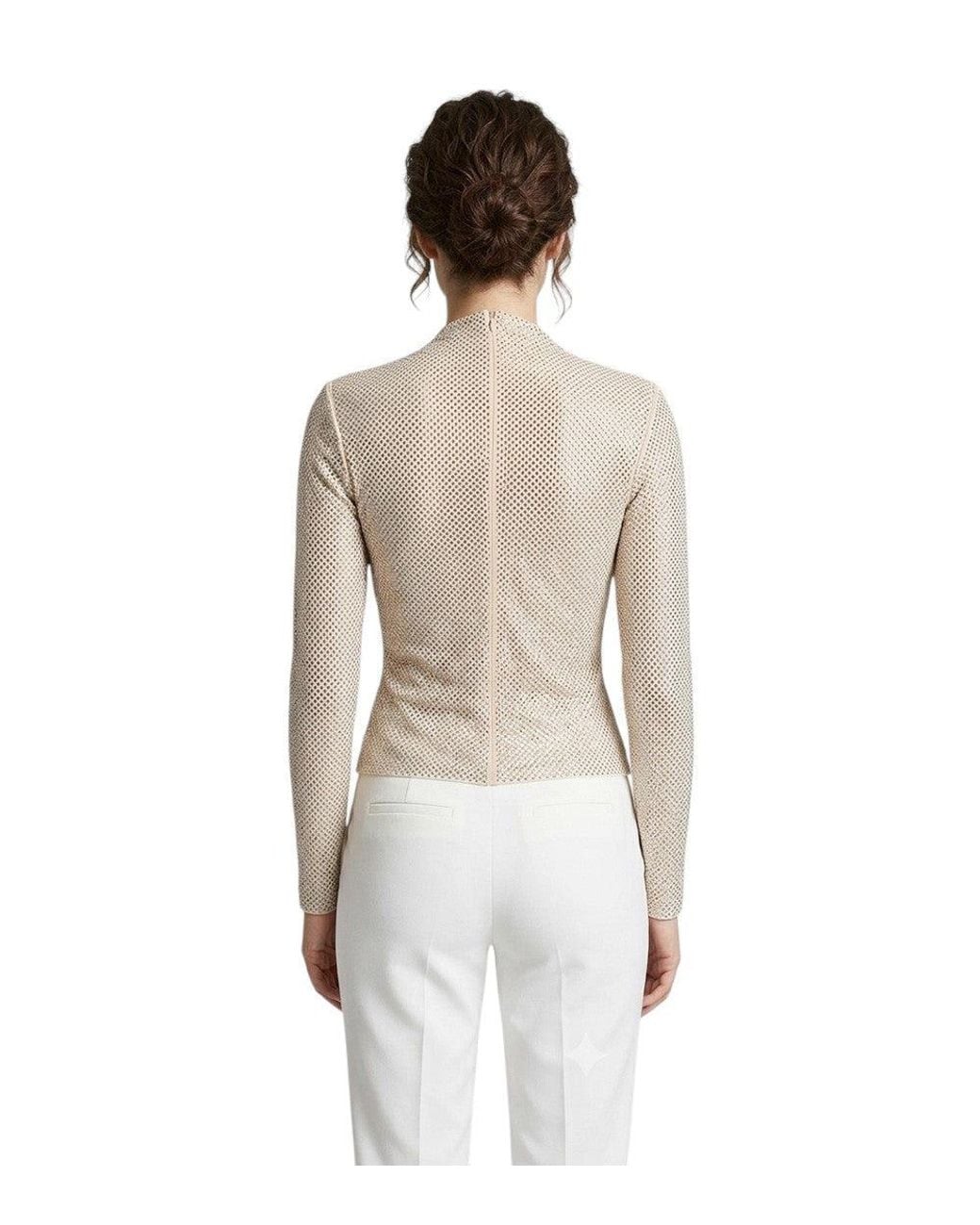Self-Portrait White Embellished Mock Collar Top