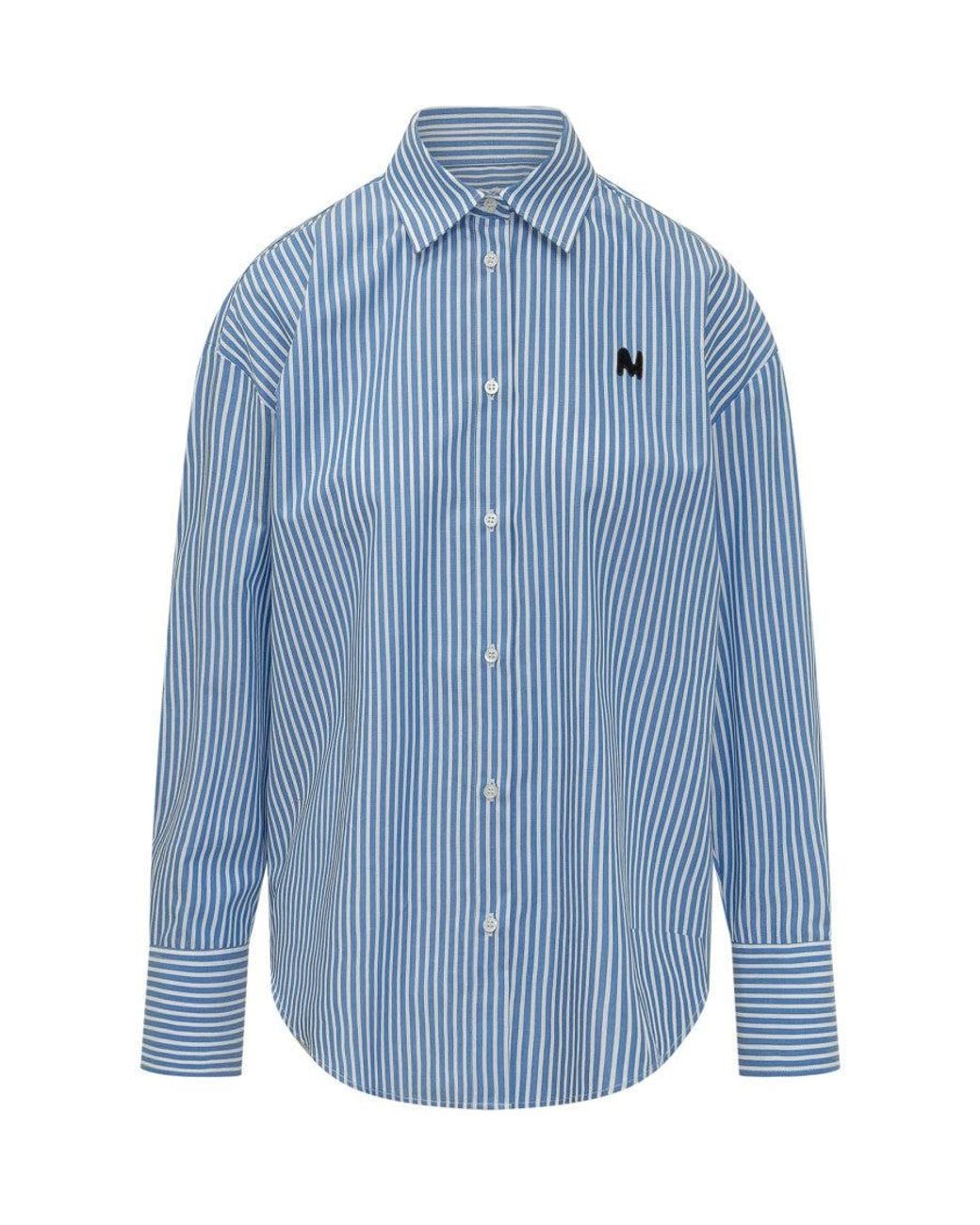 MSGM Blue Logo Stripes Shirt