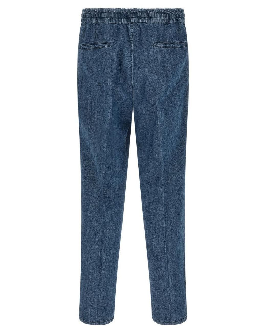 Brunello Cucinelli Blue Relaxed Drawstring Pants for men