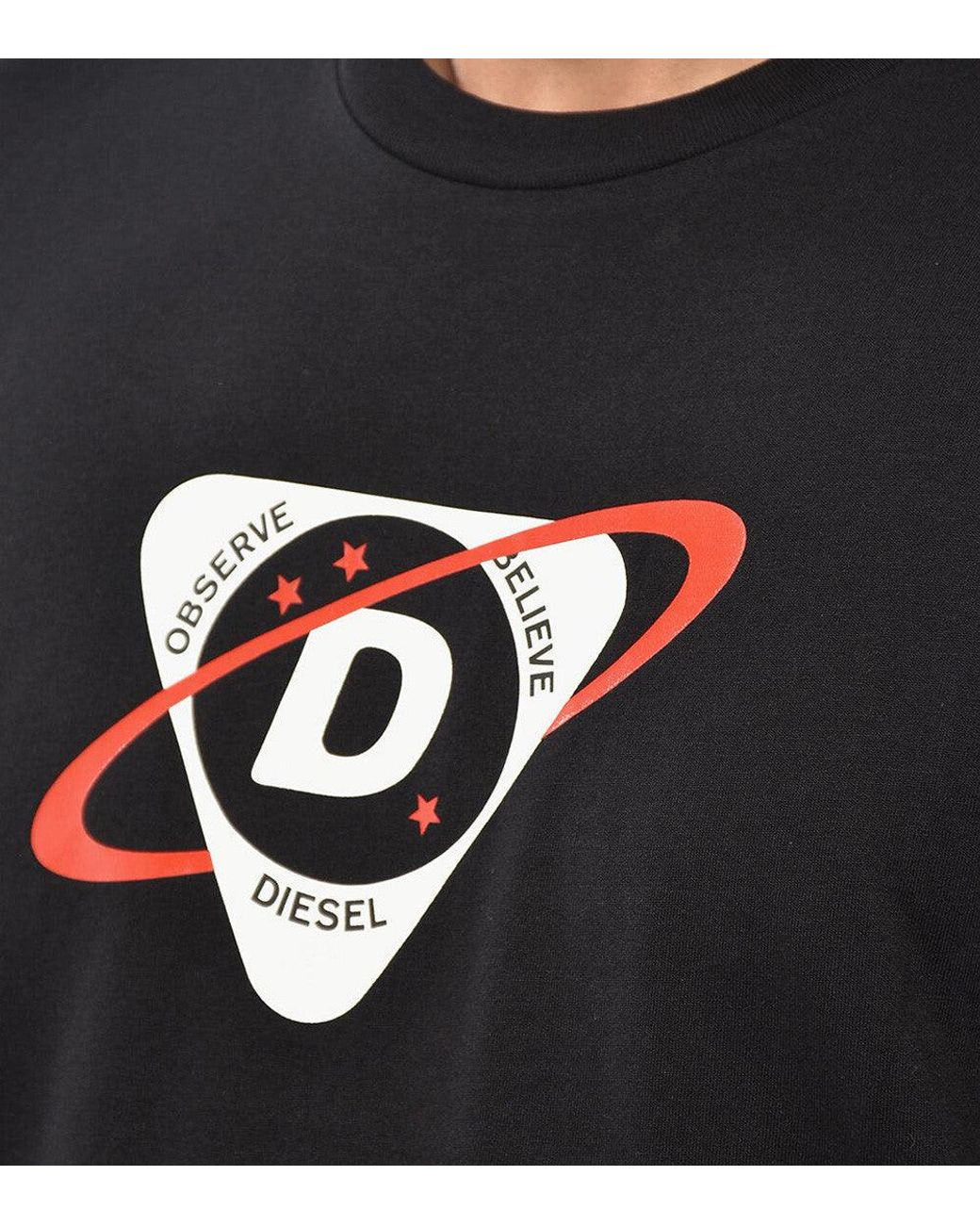 DIESEL Black Graphic Logo T-Shirt for men