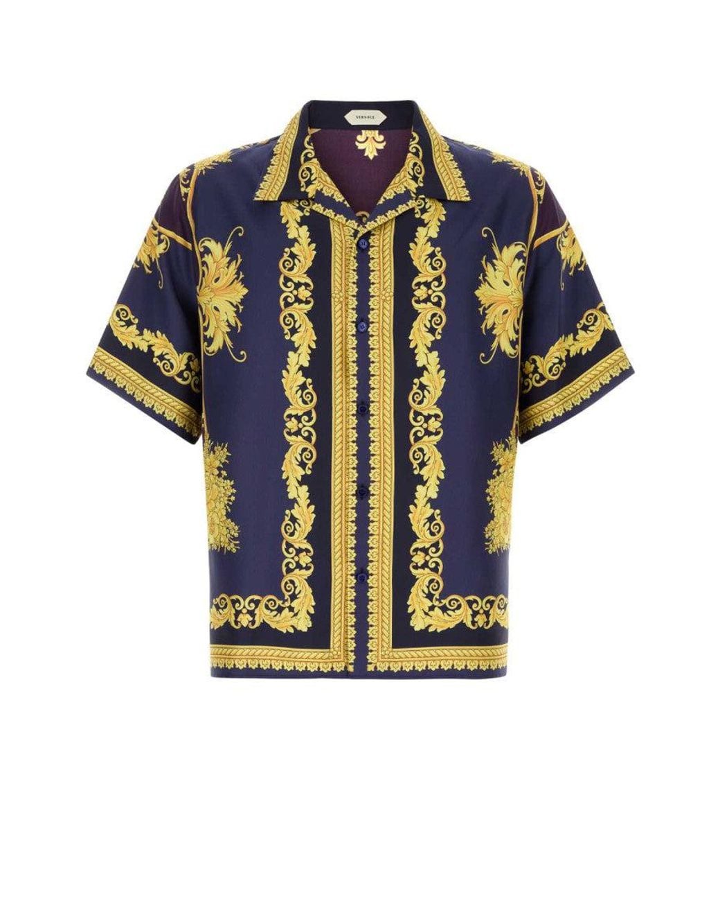 Versace Blue Printed Regular Shirts for men