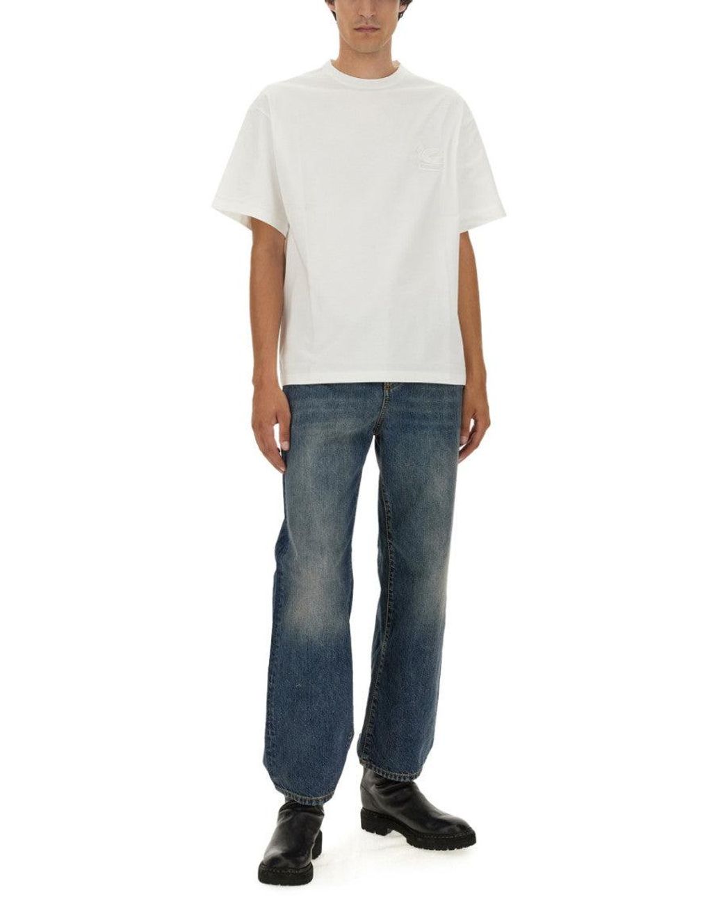 Etro White Crew Neck T-Shirt for men