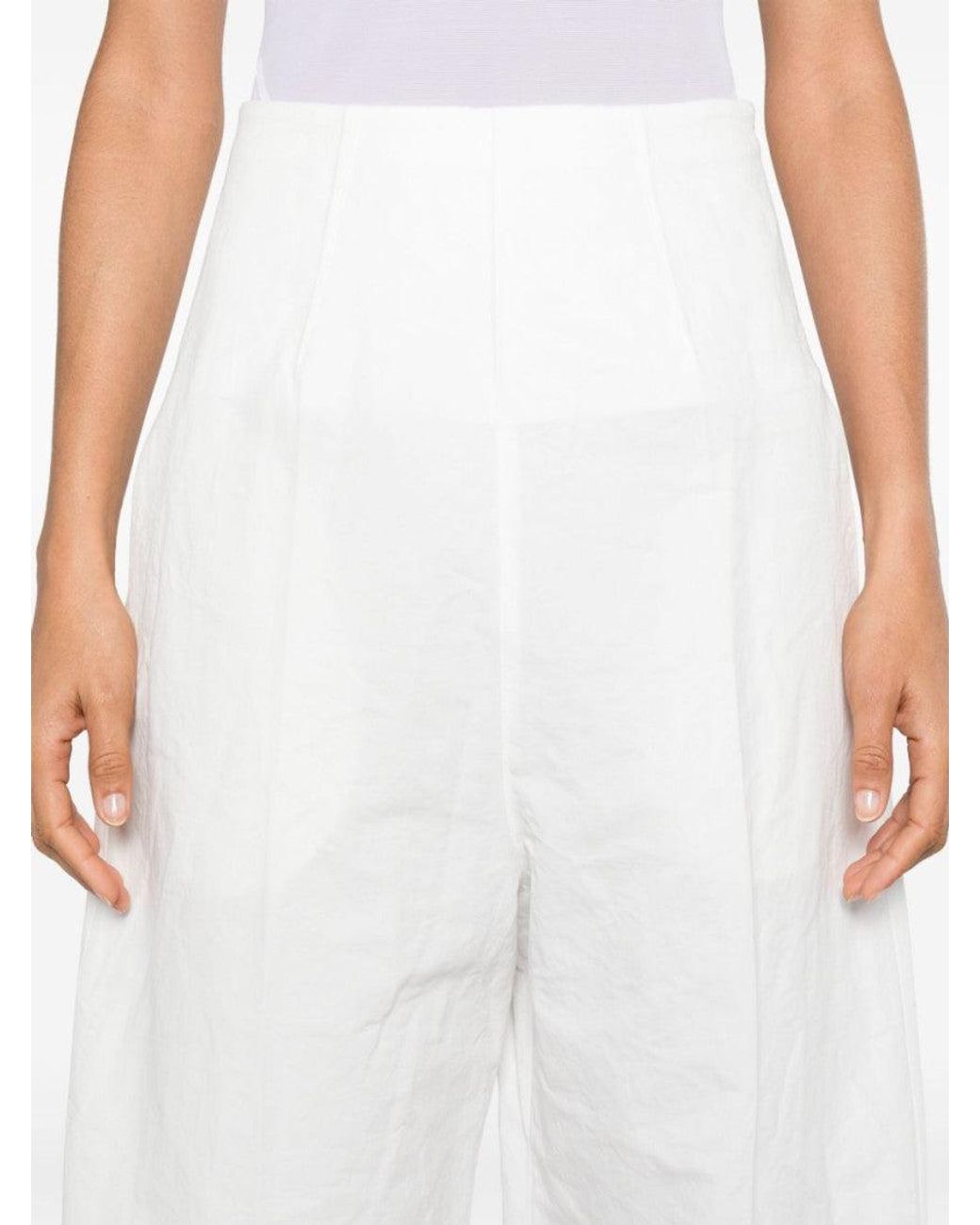 Sportmax White Linen And Cotton Blend Trousers