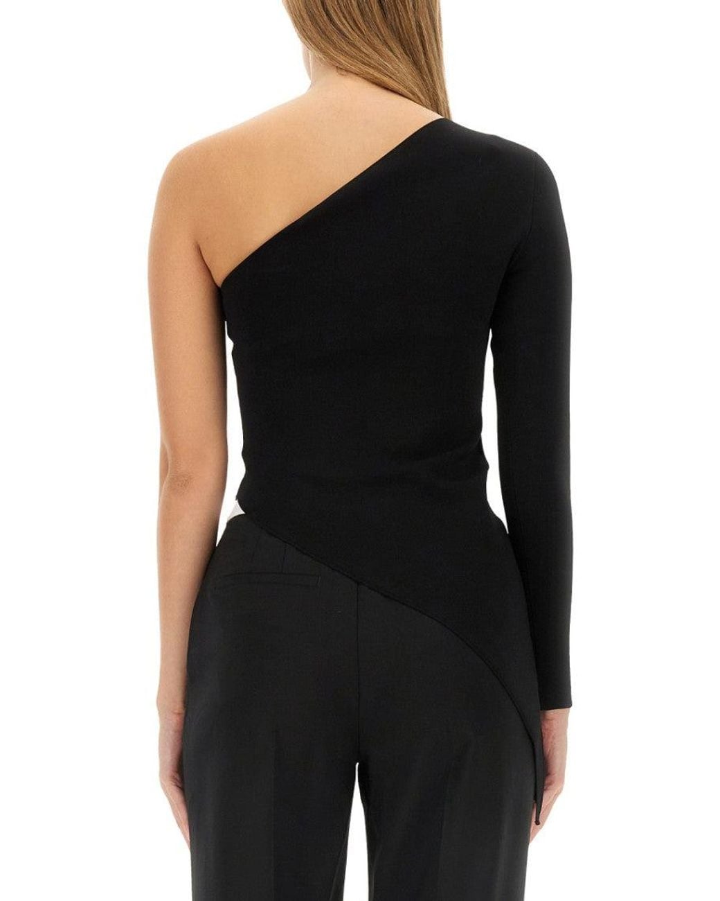 Alexander Wang Black Solid One Shoulder Top