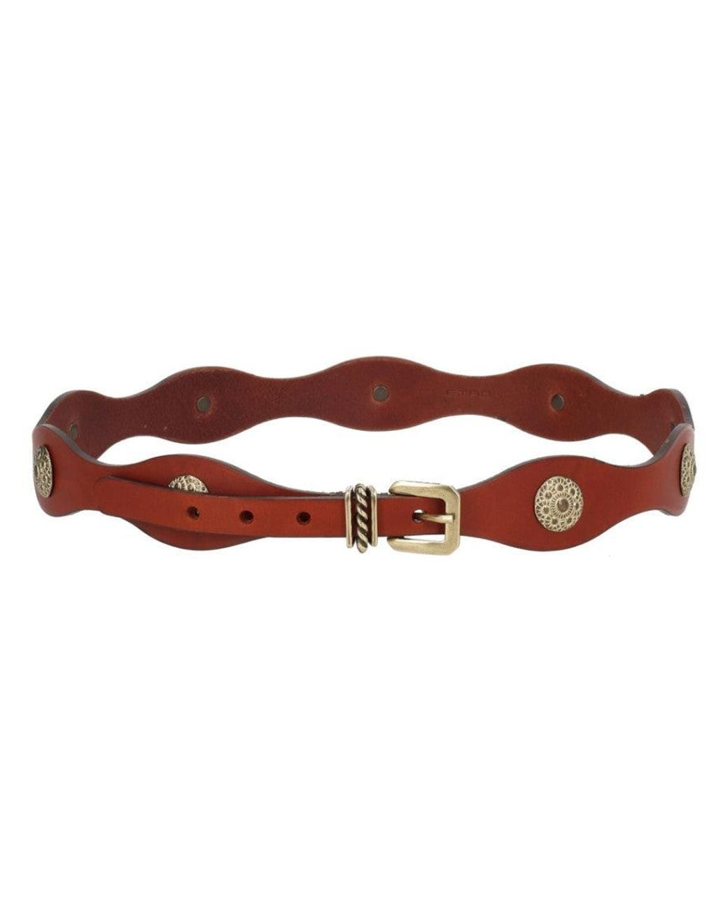 Etro Brown Studded Buckle Belt