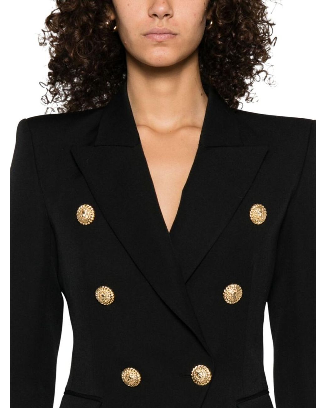 Balmain Black Grain De Poudre 6-Button Tailored Jacket