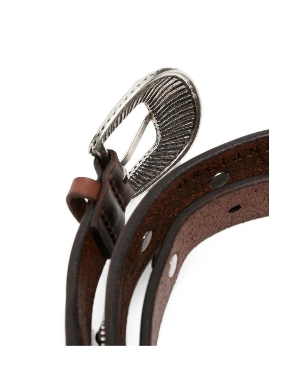Orciani Brown Cabochon Embellished Buckle Belt for men