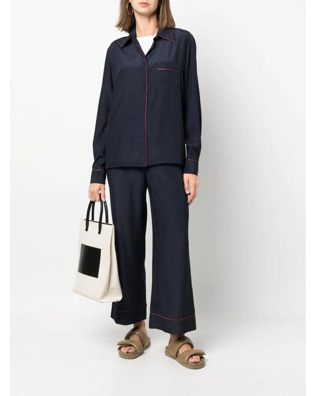 P.A.R.O.S.H. Blue Seam-Detail Button-Up Shirt