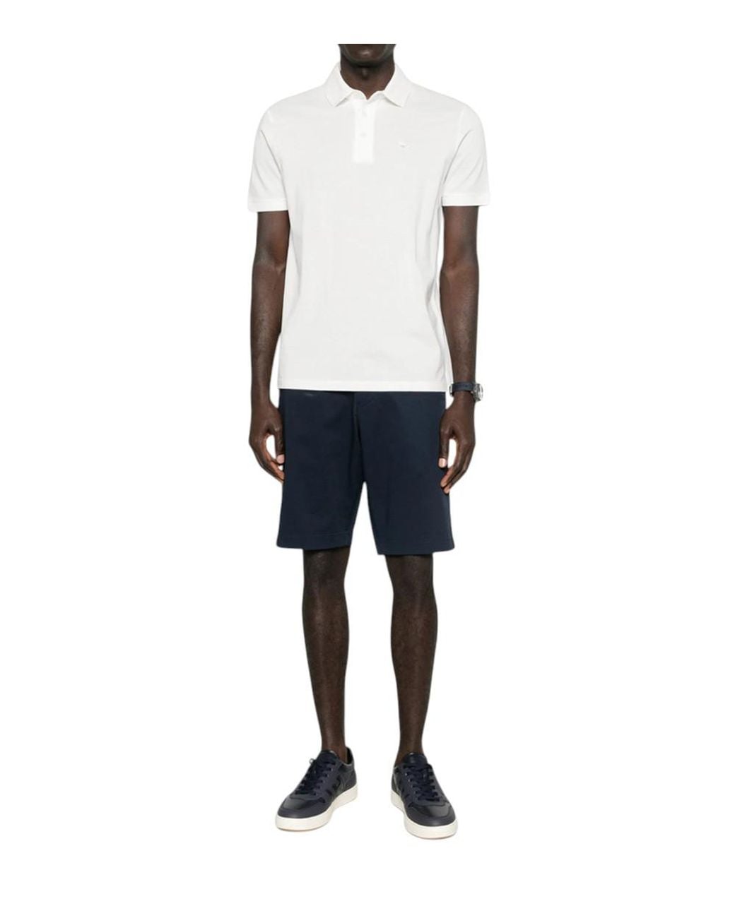Emporio Armani White Solid Polo for men