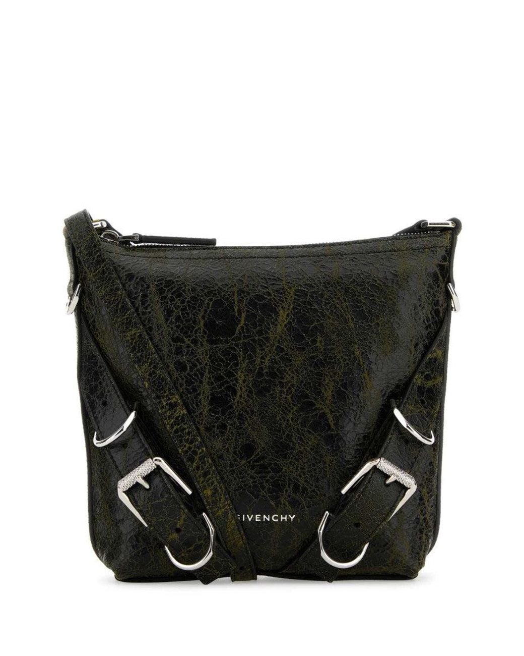 Givenchy Black Two-Tone Leather Voyou Crossbody Bag for men