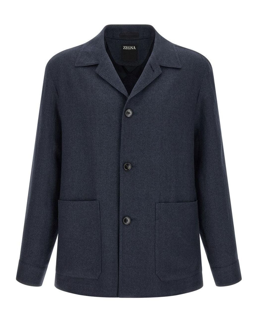 Zegna Blue Dark Solid Jackets for men