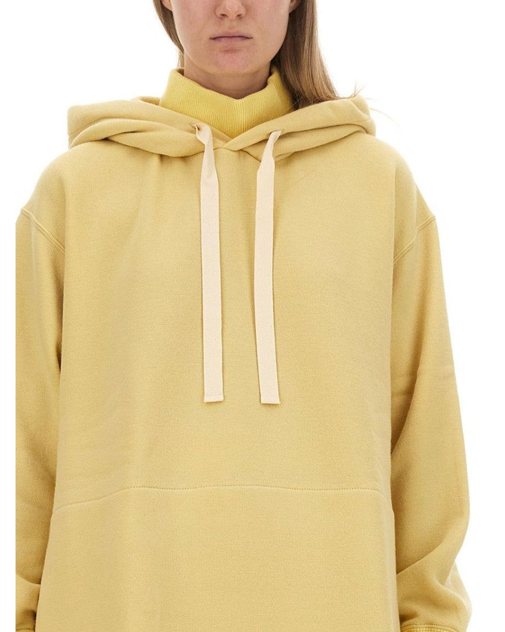 Jil Sander Yellow Relaxed-Fit Oversized Hoodie With Drawstring Closure