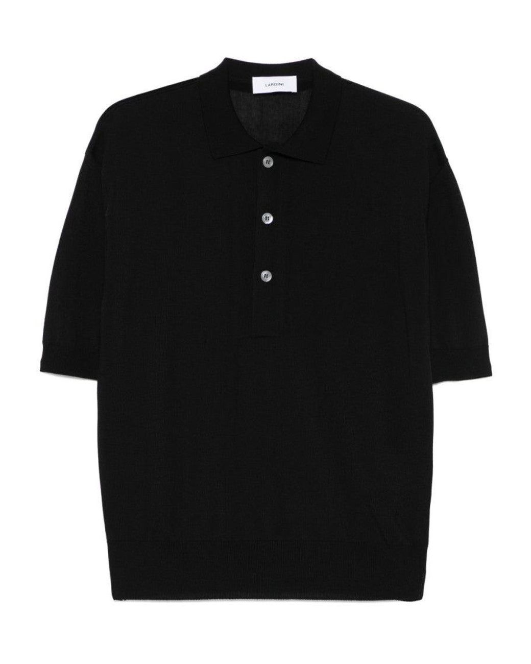 Lardini Black Cotton Blended Polo for men