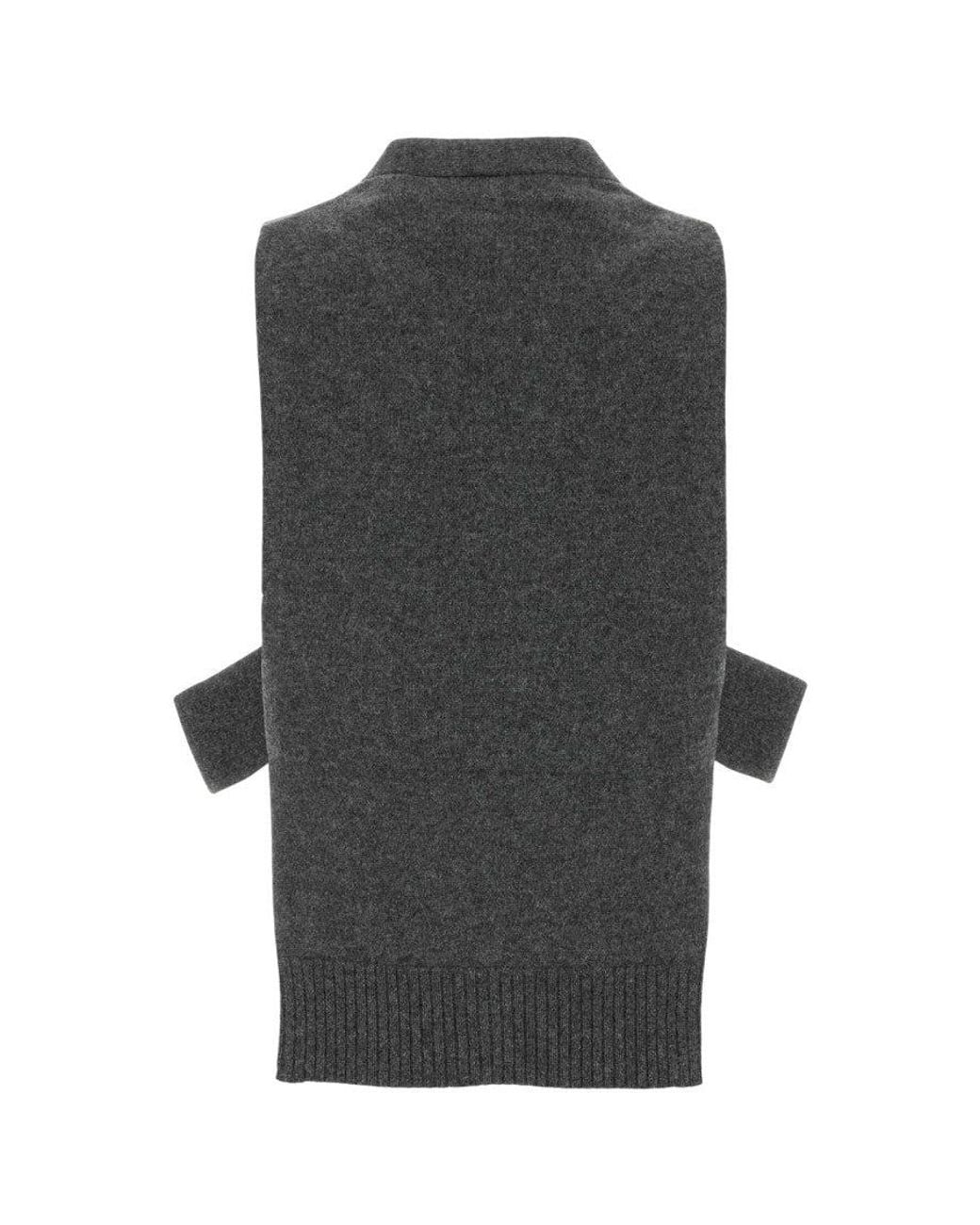 Miu Miu Gray Knitted V Neck Sweater