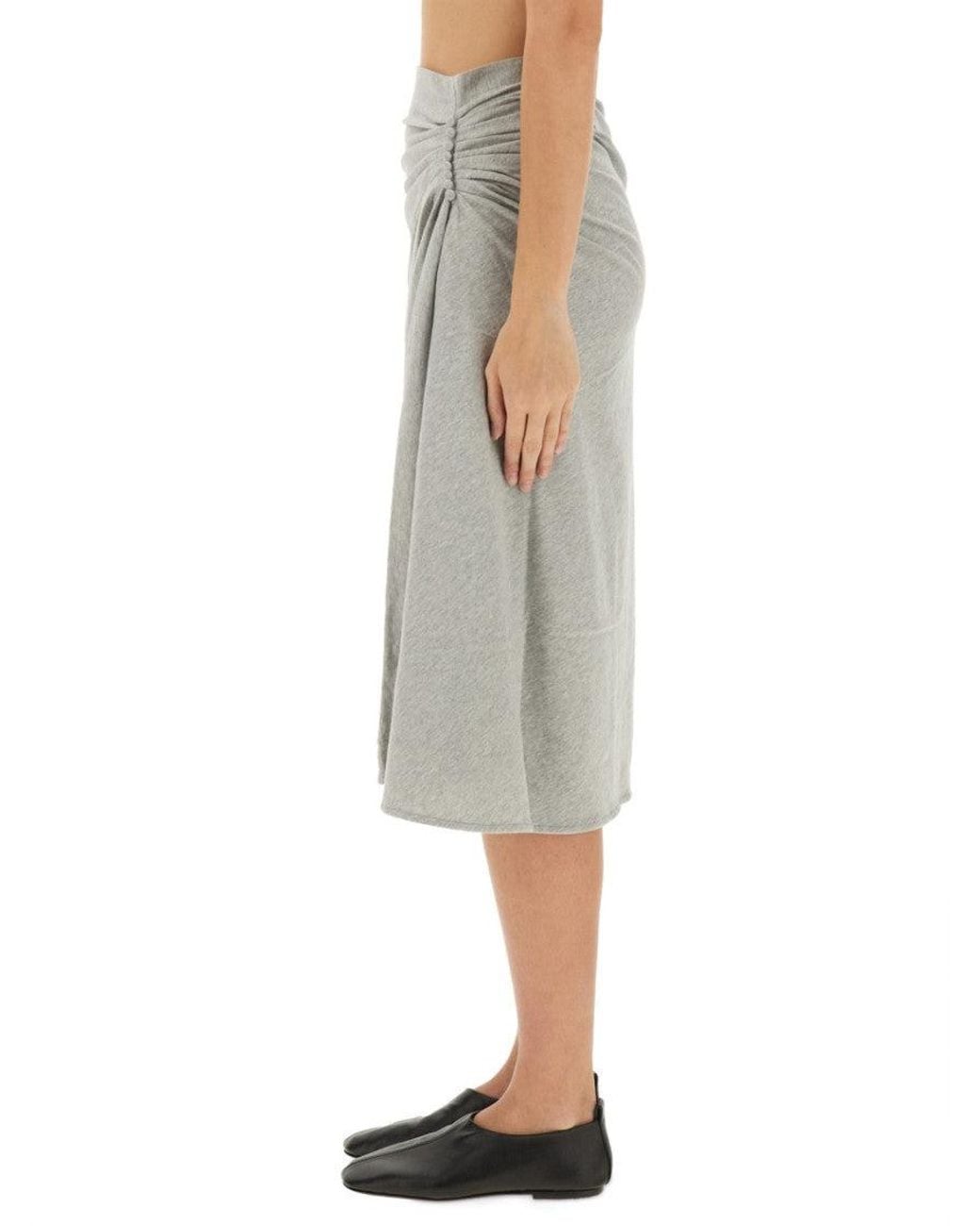 Dries Van Noten Gray Solid Knee Length Skirt