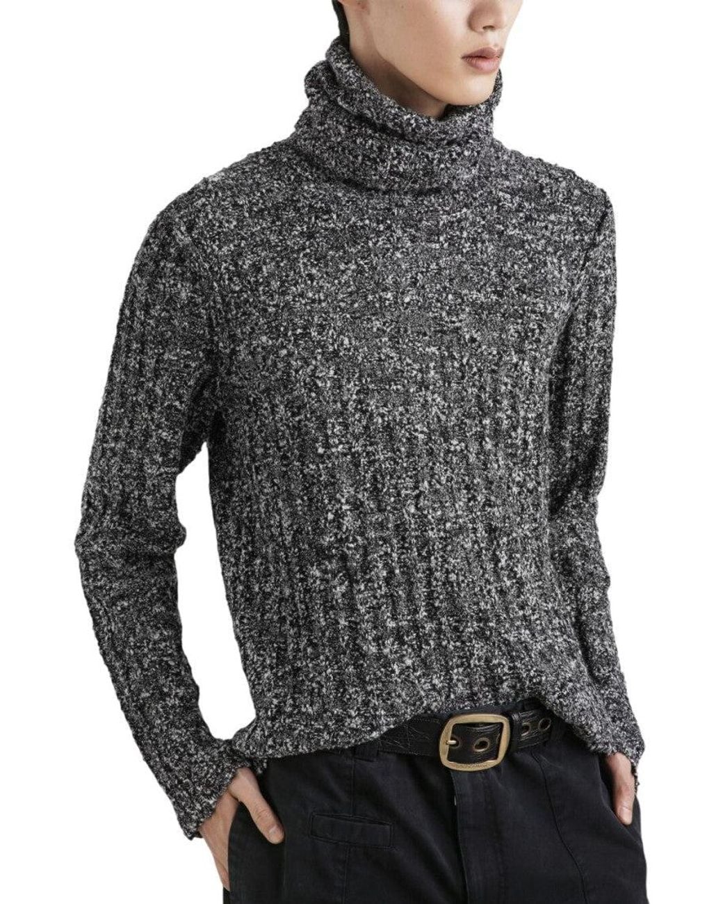 Dolce & Gabbana Gray Blackwhite Turtle Neck Sweater for men