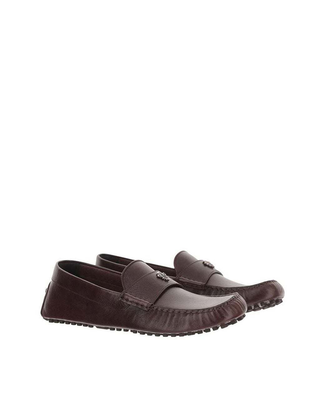 Gucci Brown Leather Logo Loafers for men
