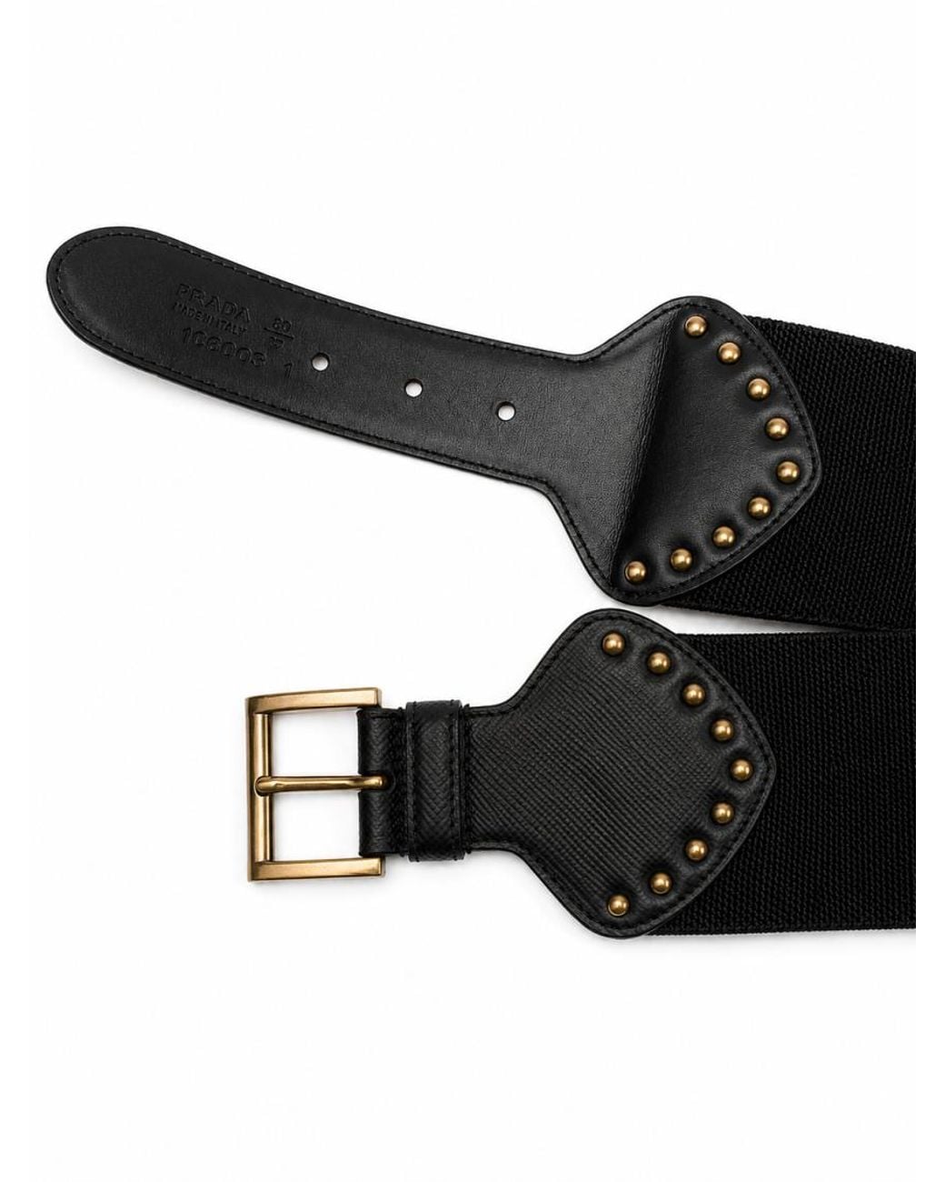 Prada Black Solid Embellished Belt