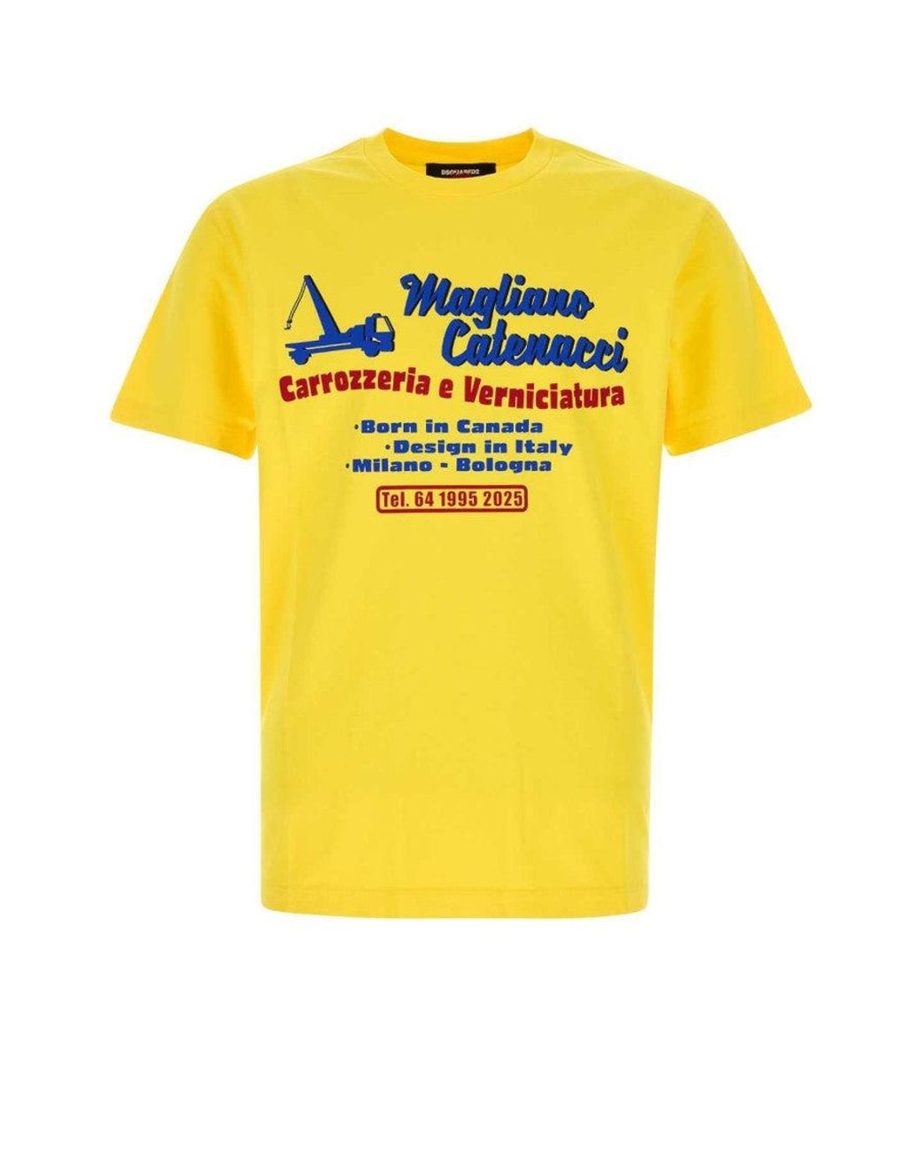 DSquared² Yellow Crewneck Printed T-Shirt for men