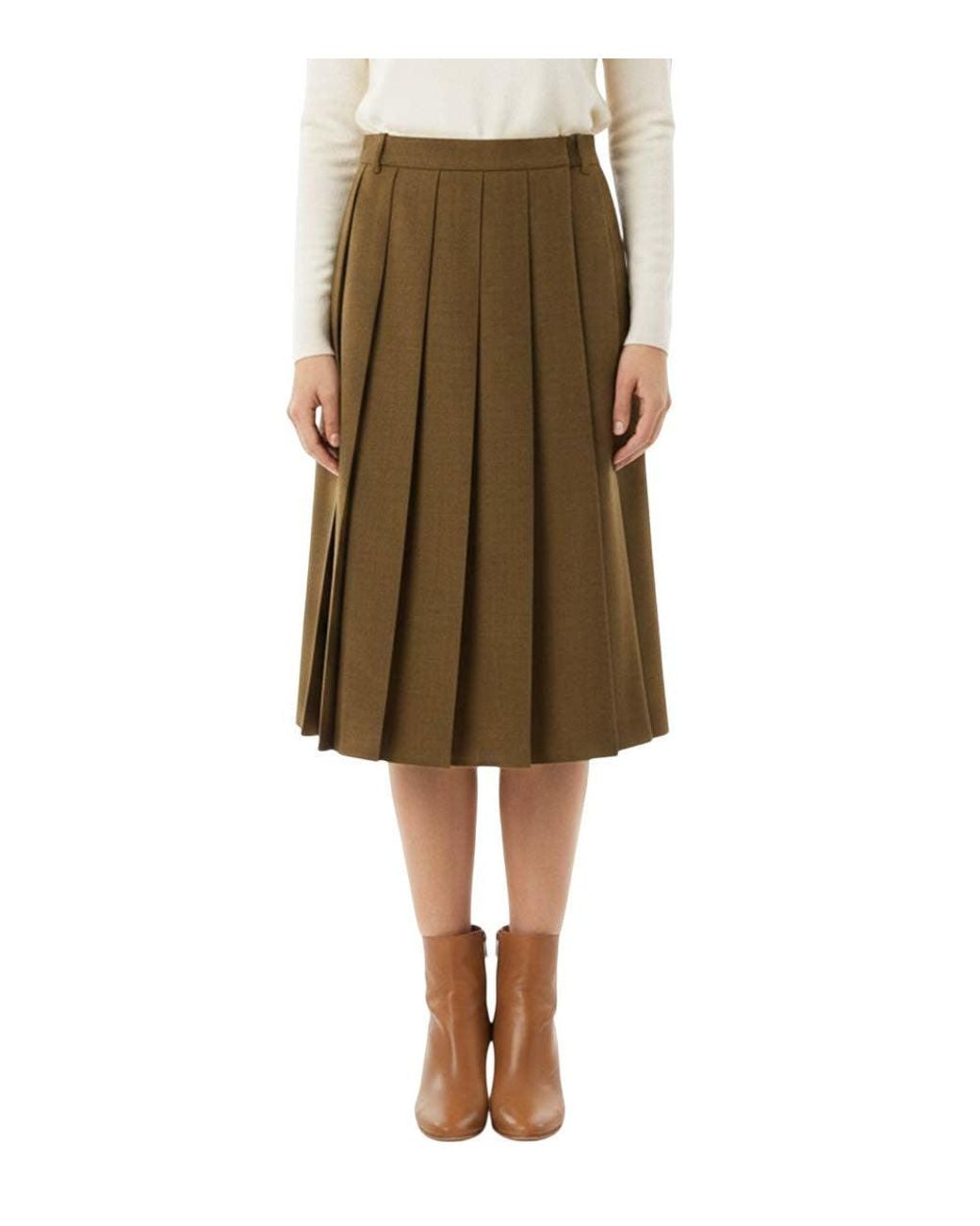 Prada Green Pleated Midi Skirt