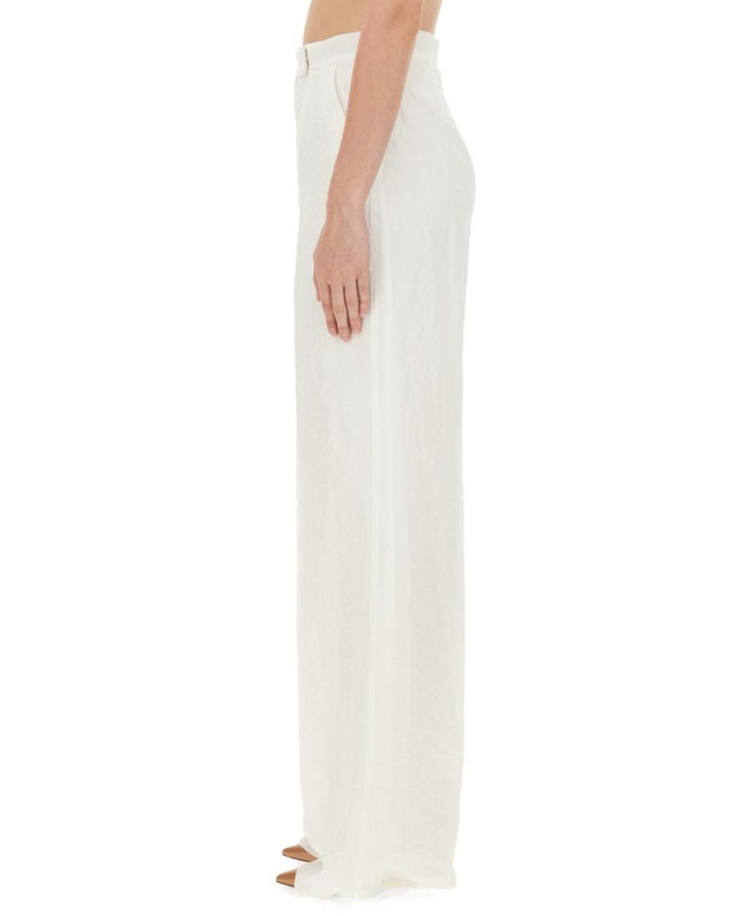 Max Mara White Straight Flat Front Pant
