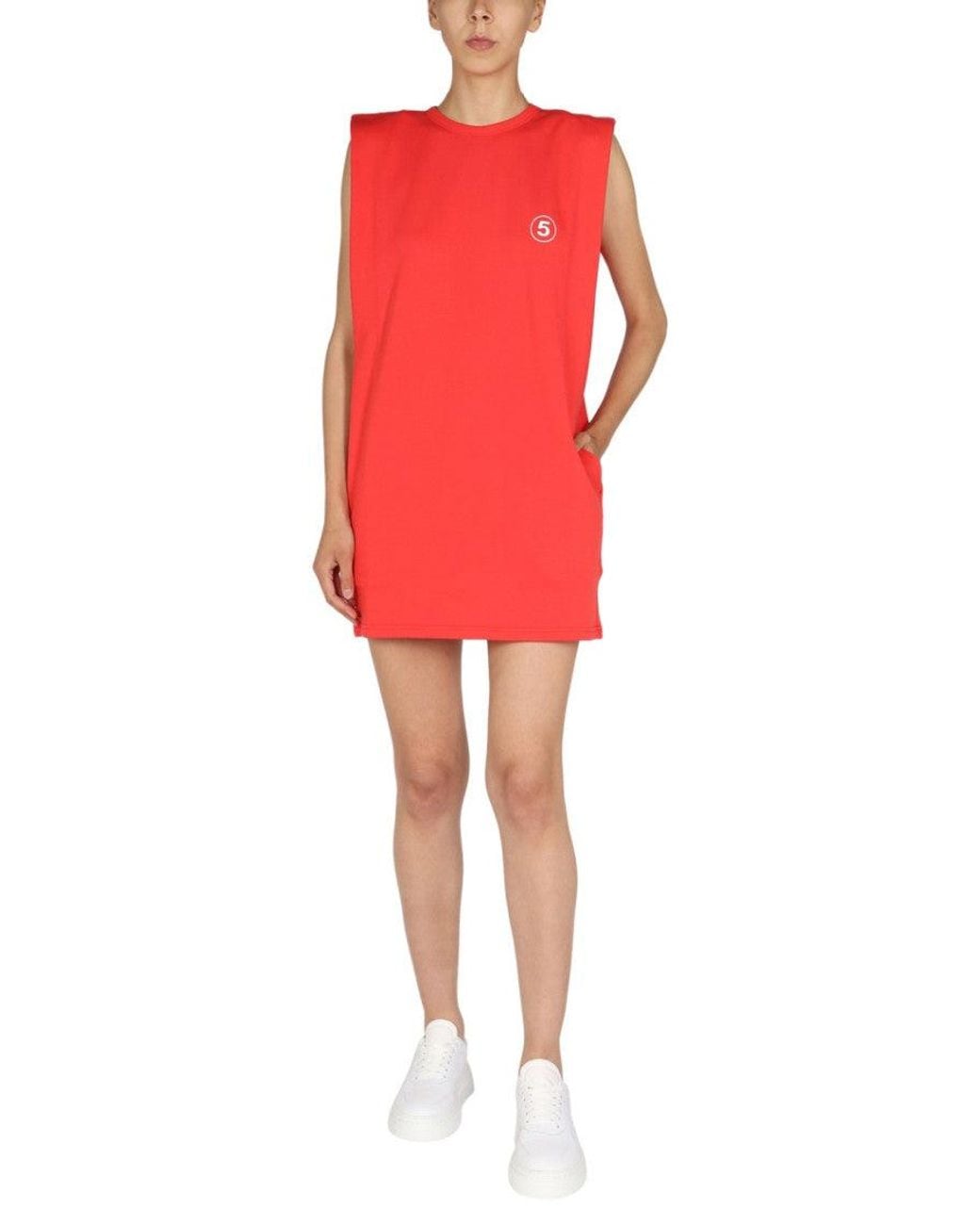 Department 5 Red Logo Crew Neck Mini Dress