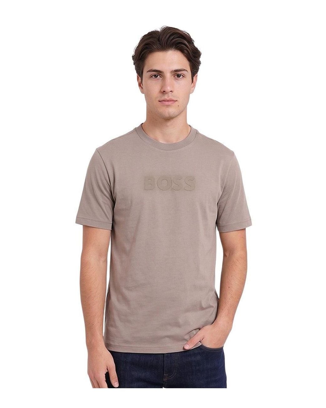 Boss Gray Logo Crew Neck T-Shirt for men