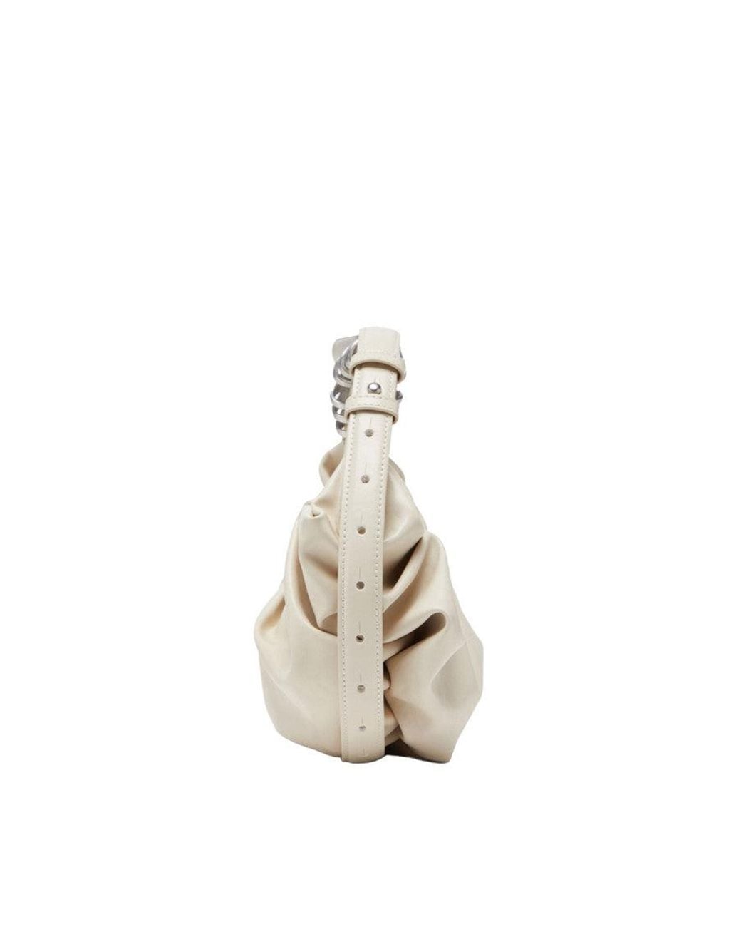 DIESEL White Grab-D-Small Scruched Hobo