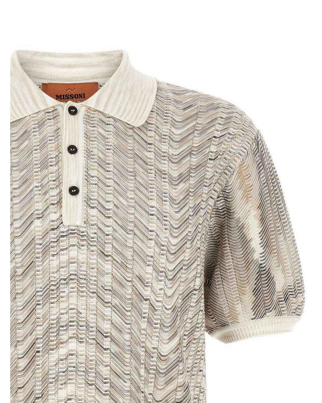 Missoni White Knitted Polo Sweater for men