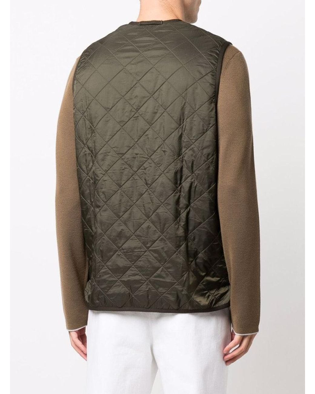 Barbour Green Quilted Sleeveless Vest for men