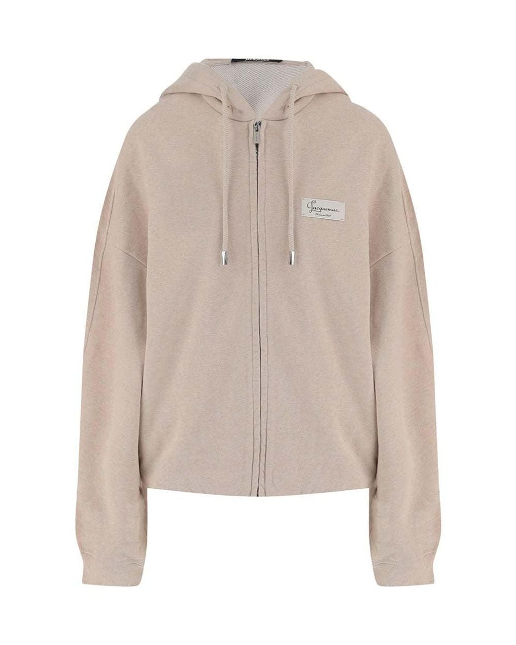 Jacquemus Natural Zip Up Logo Hoodie for men