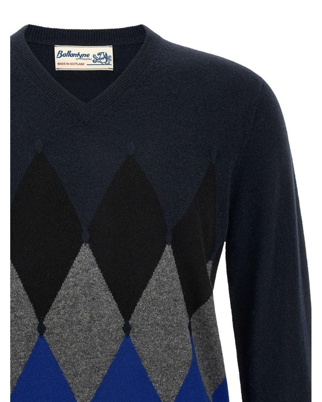Ballantyne Blue Dark V Neck Sweater for men