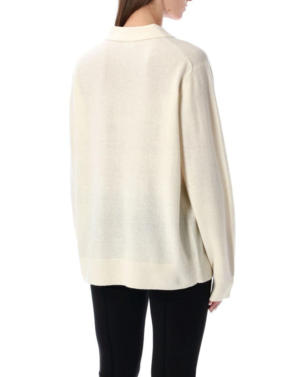 THE GARMENT White Solid Shirt Collar Sweater