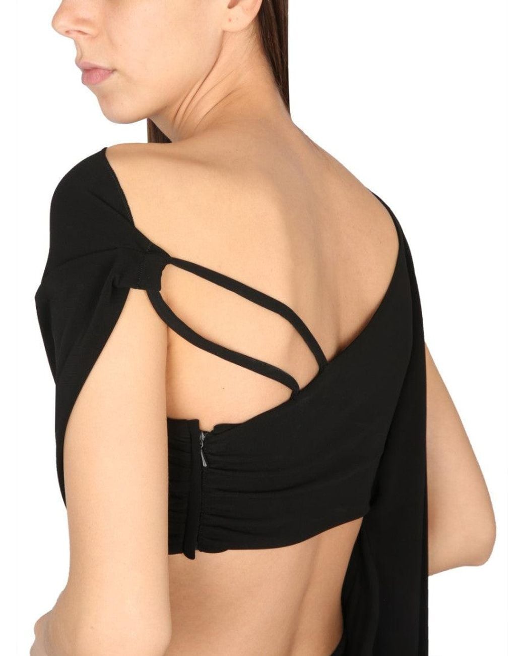 Alberta Ferretti Black Solid Boat Neck Maxi Dress